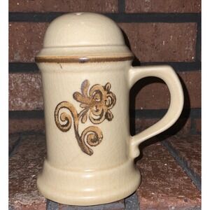 Vintage Pfaltzgraff Stoneware Spice Shaker Cream Floral Crackle Glaze Rustic